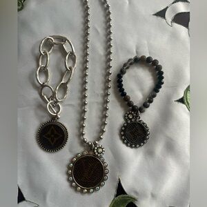 Repurposed Louis Vuitton style jewelry